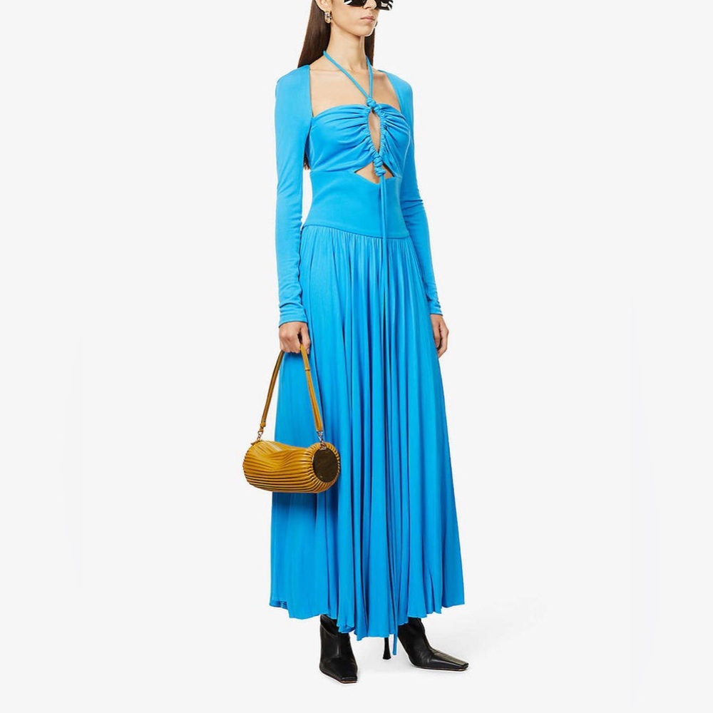 PROENZA SCHOULER Pleated Matte Jersey Halter blue 
Size 4